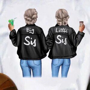 Best Friends, Sister Printed Round Neck Short-Sleeved Women T-Shirt Size LARGE